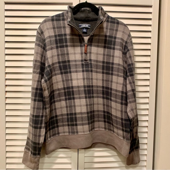 Lands’ End Plaid Zip Sweater - Picture 1 of 4